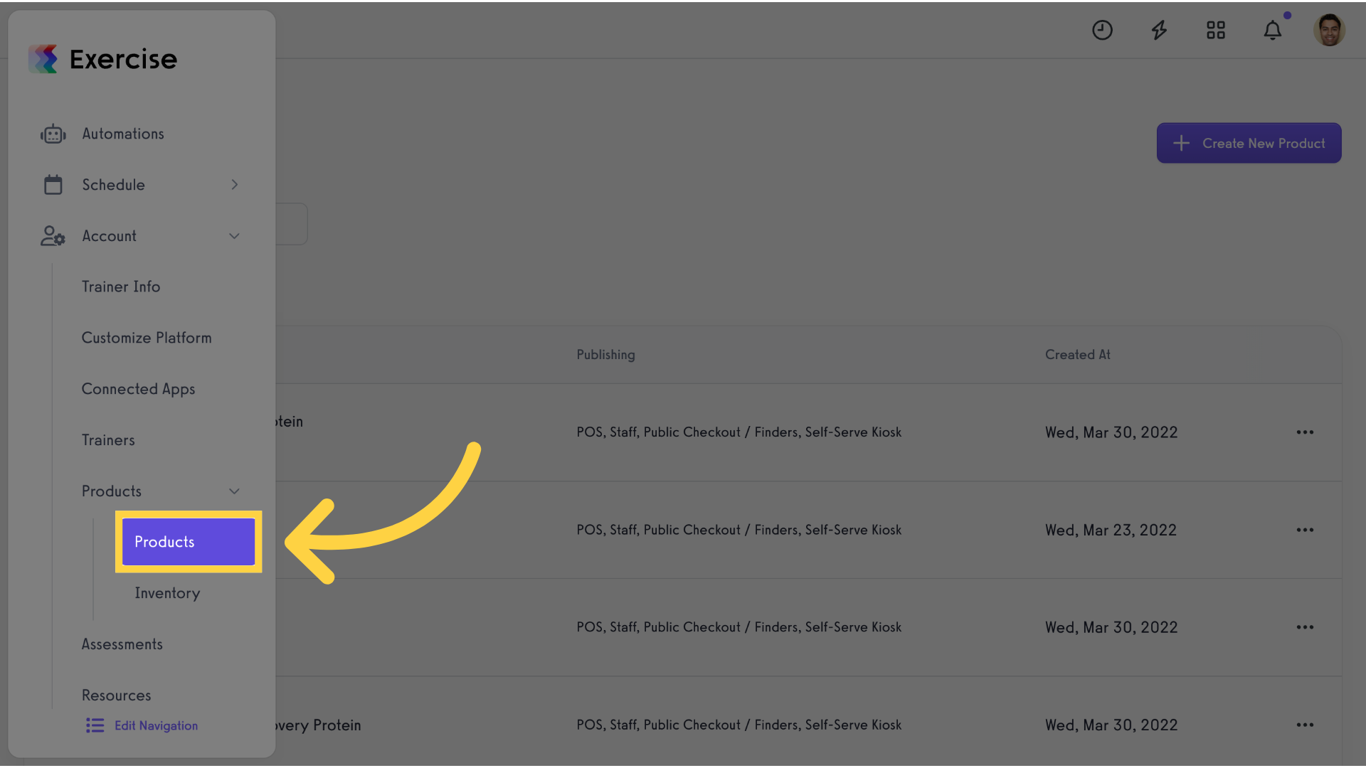 Products Tab