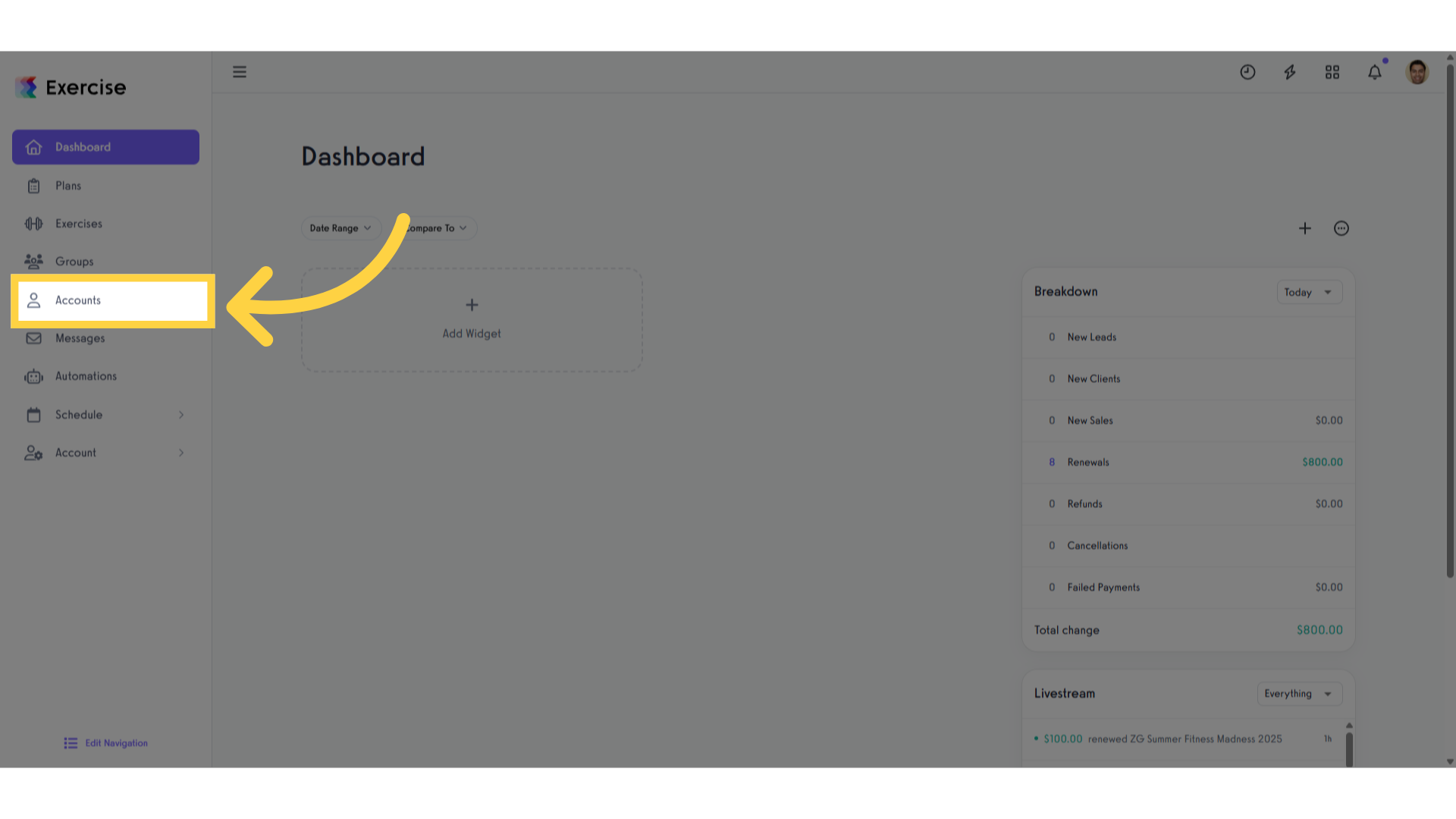 Accounts Tab