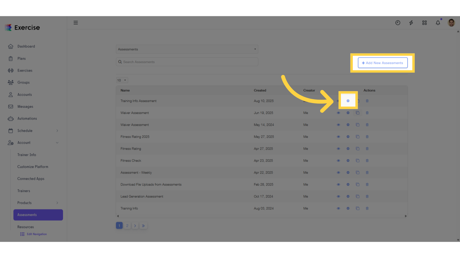 Edit or Select an Existing Assessment