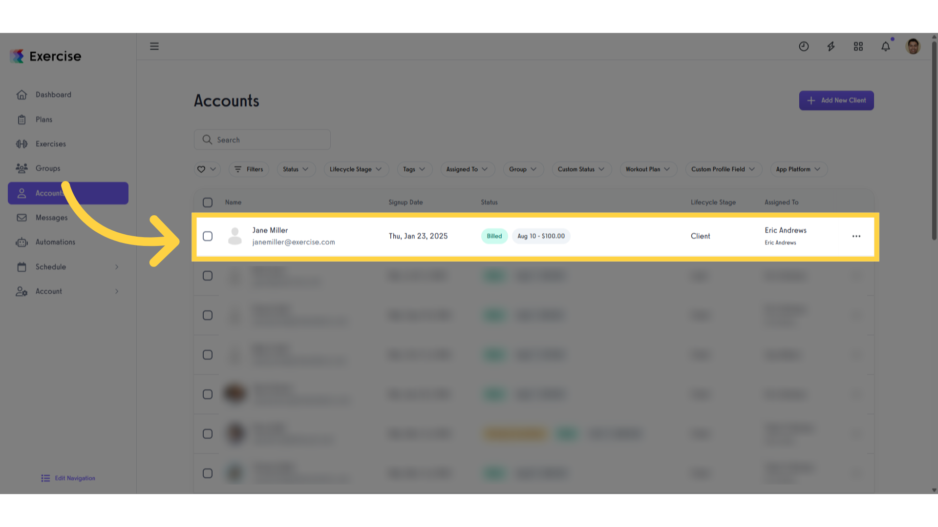 Select a Client