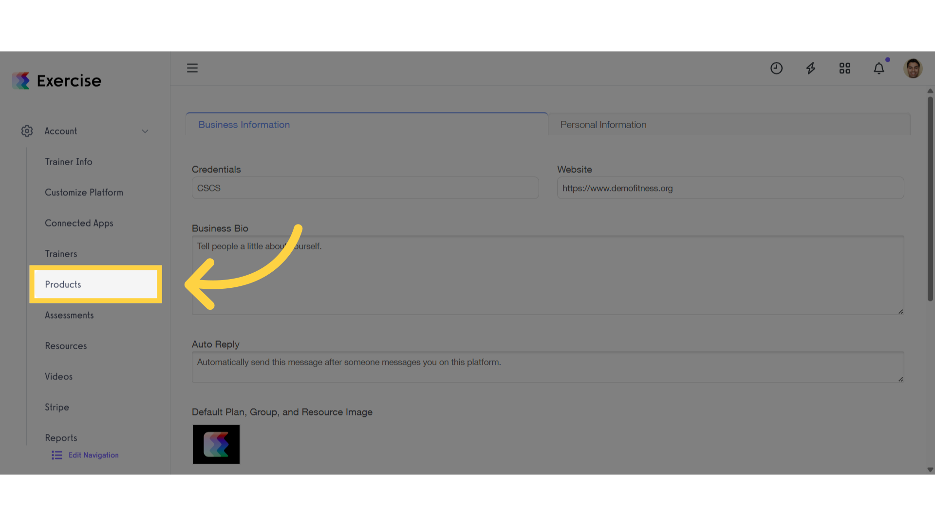 Click 'Products'