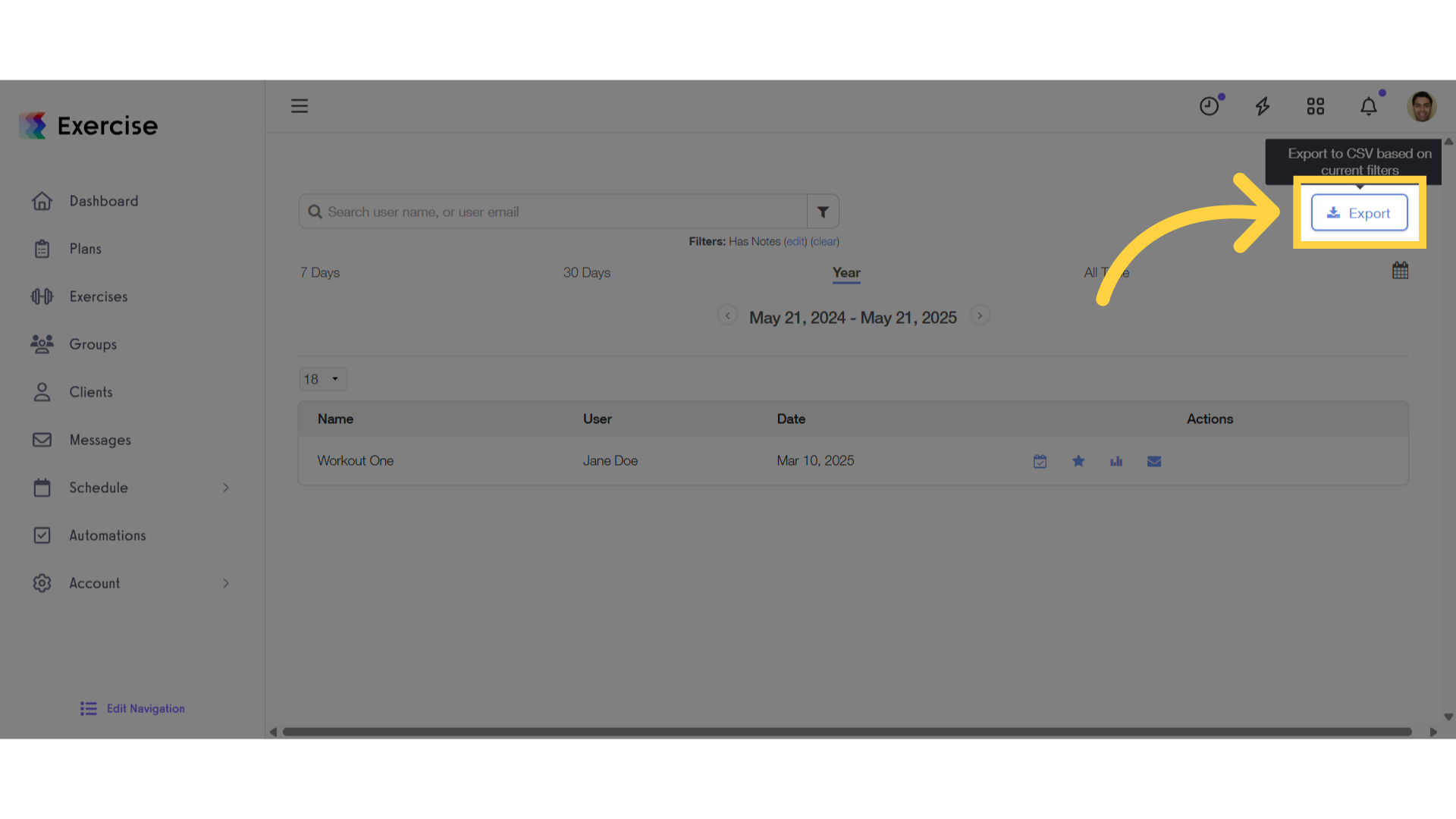 Click 'Export'