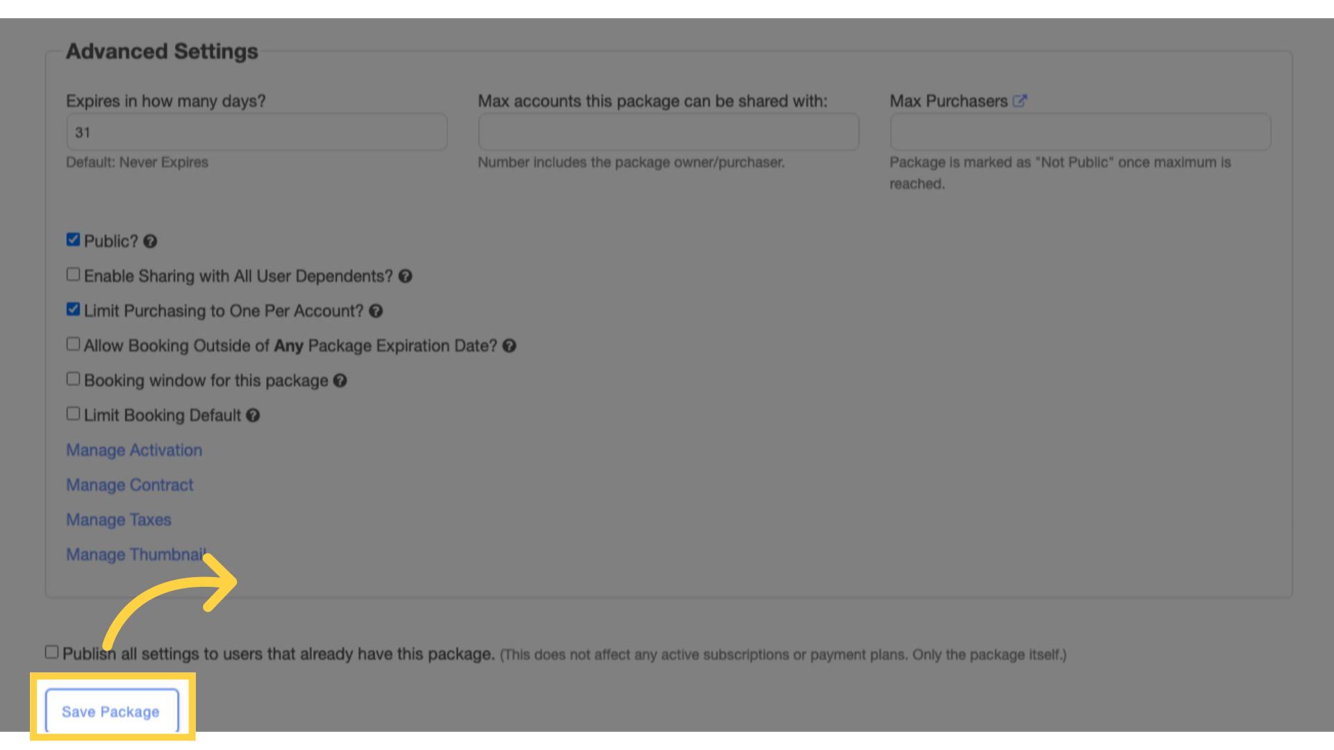 Click 'Save Package'.
