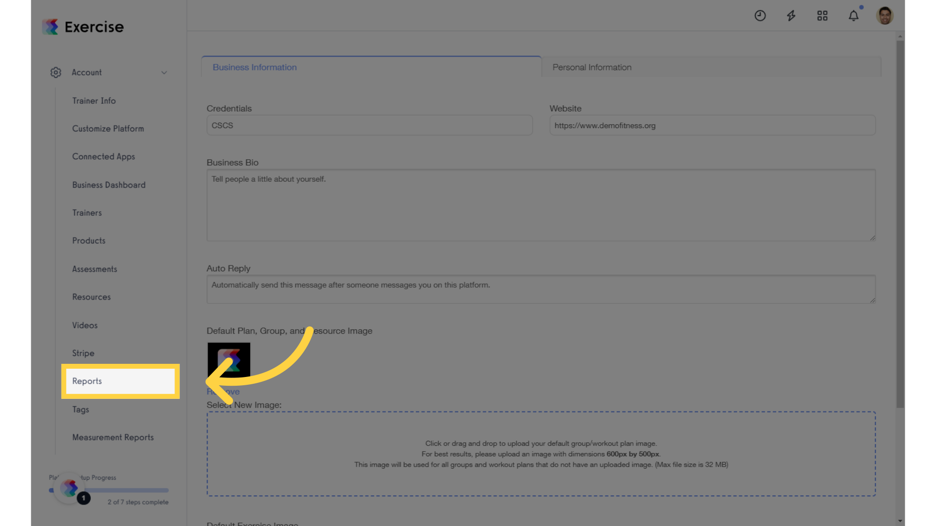Click 'Reports'