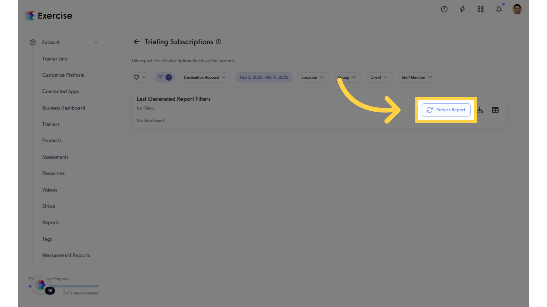 Click 'Refresh Report'