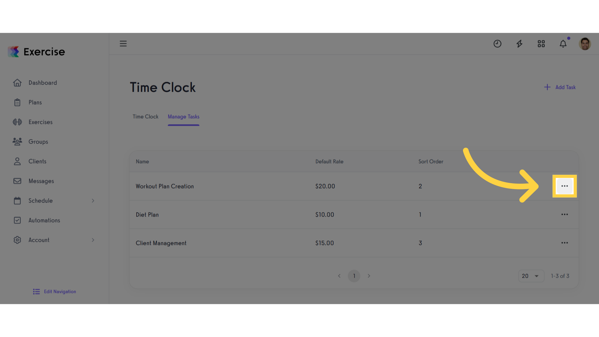 Click the three dot menu