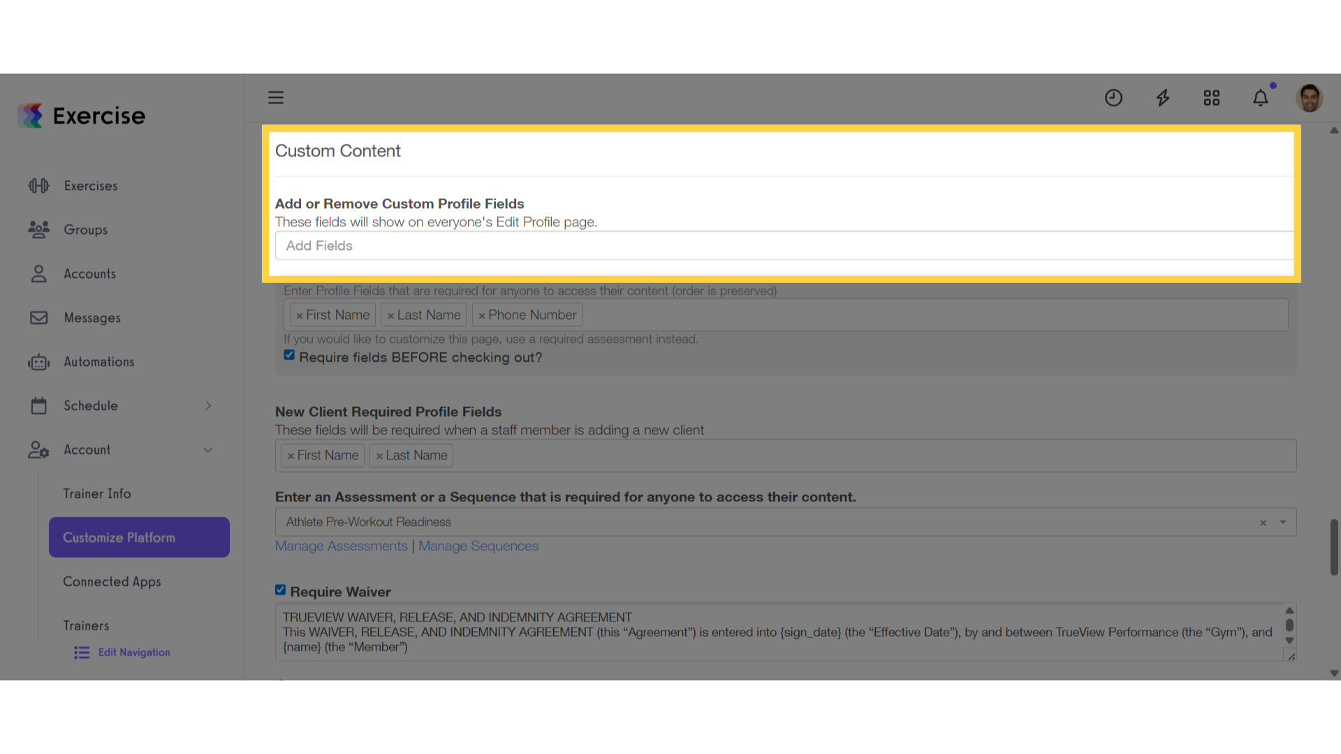 Go to Custom Content Section