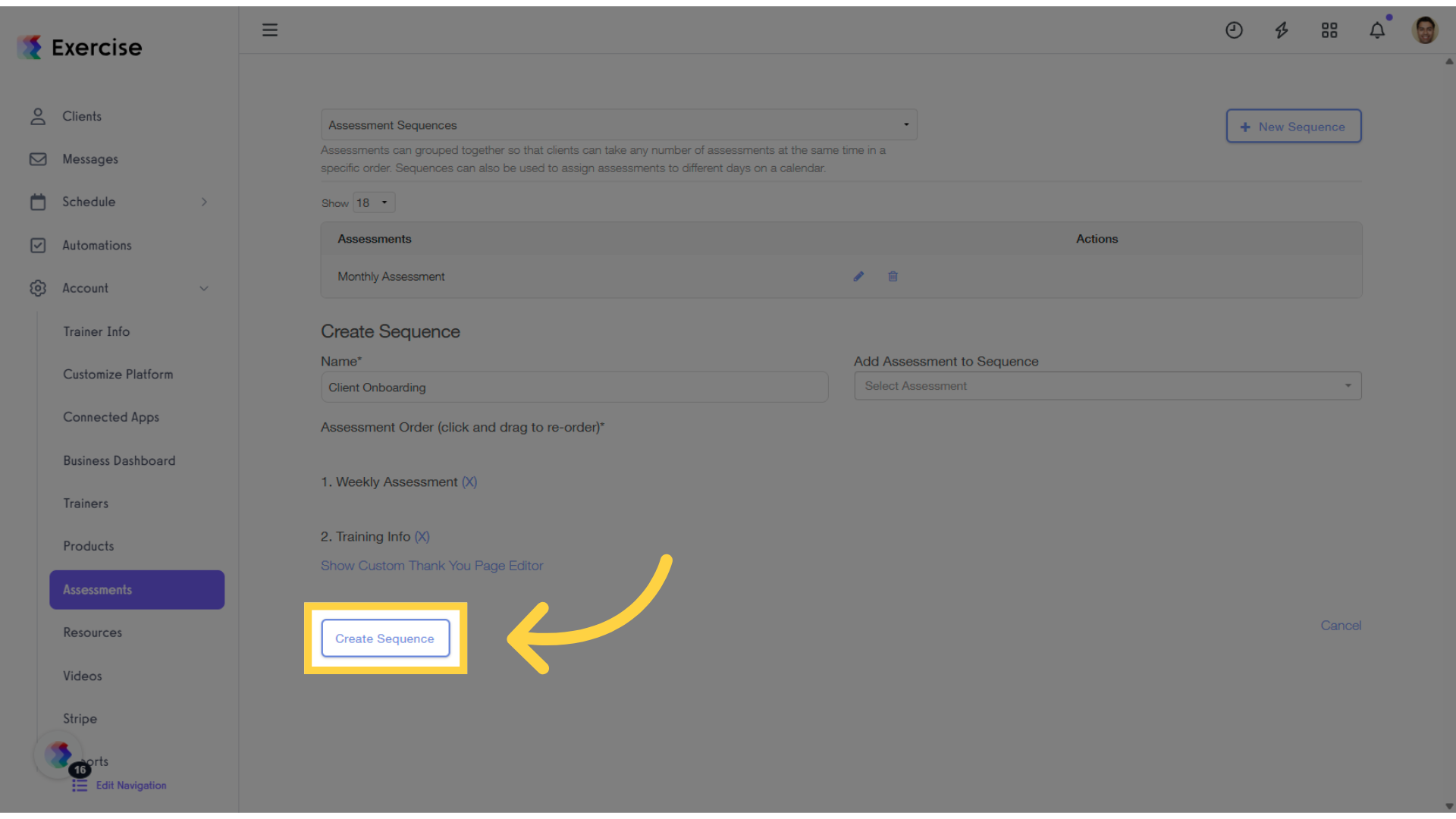 Click 'Create Sequence.'