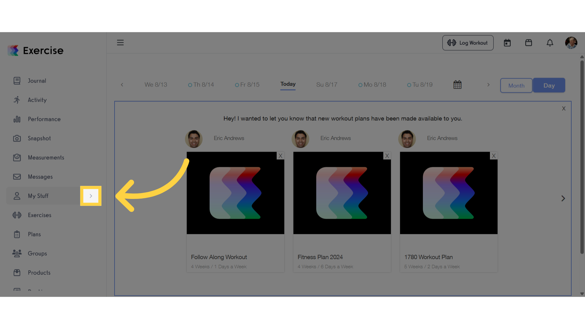 Click the arrow menu