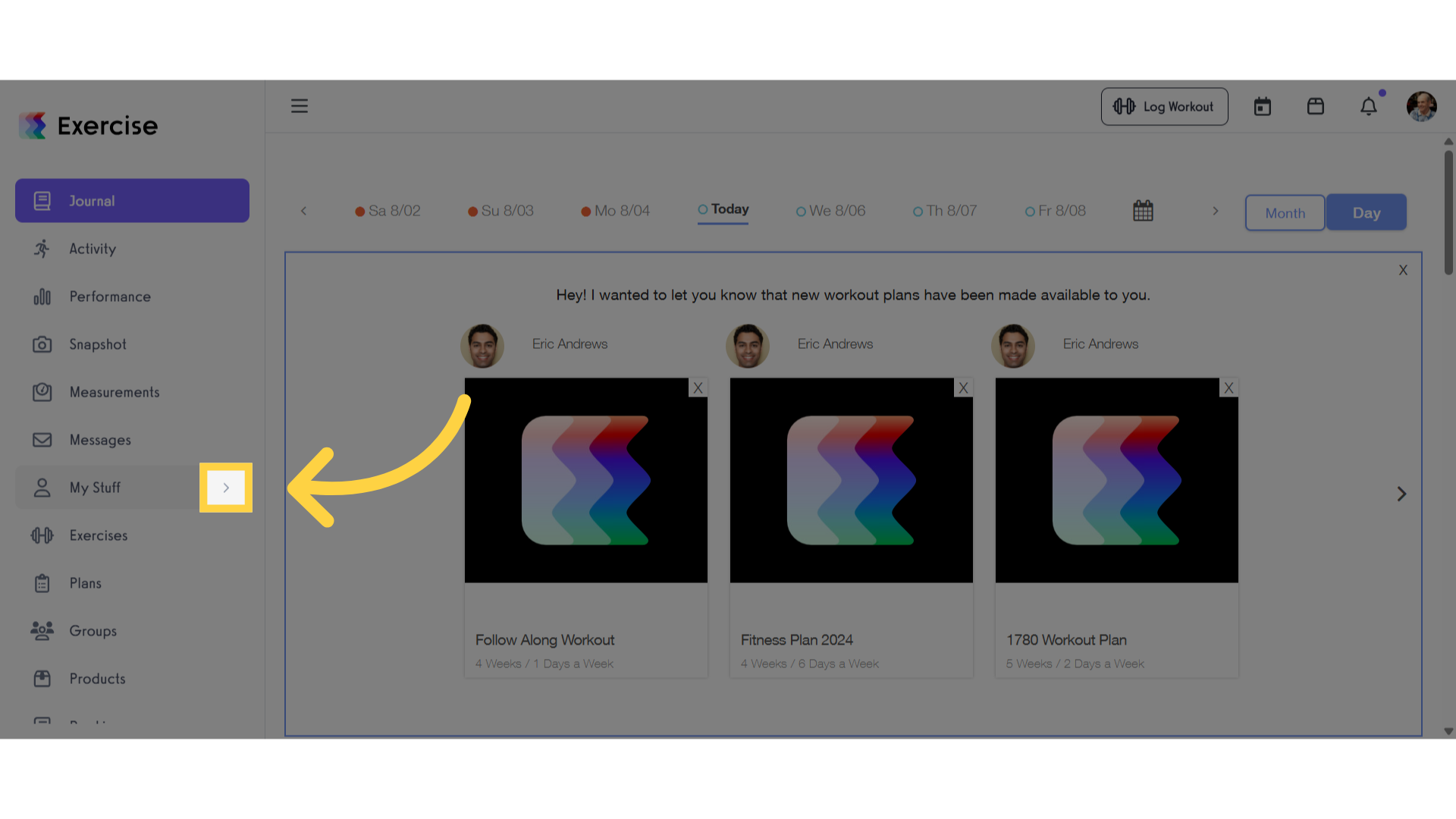 Click the arrow menu