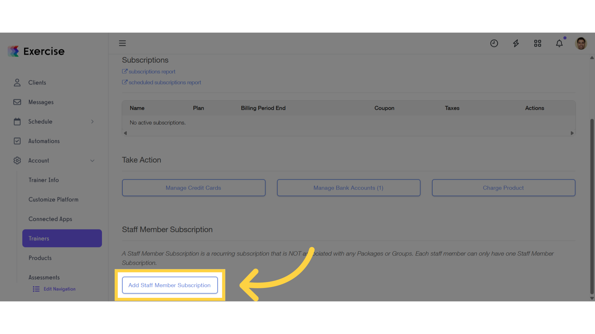 Click 'Add Staff Member Subscription'