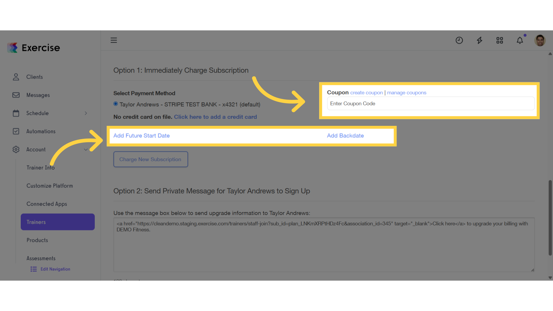 Customize Setting for Option 1
