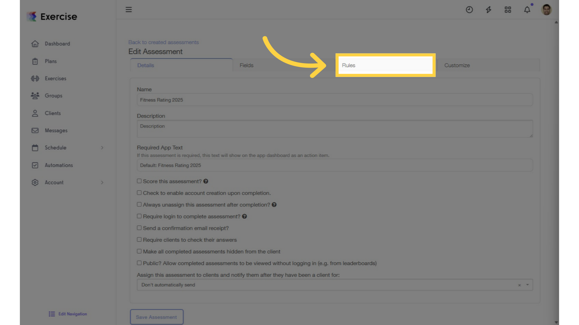Click 'Rules' tab.