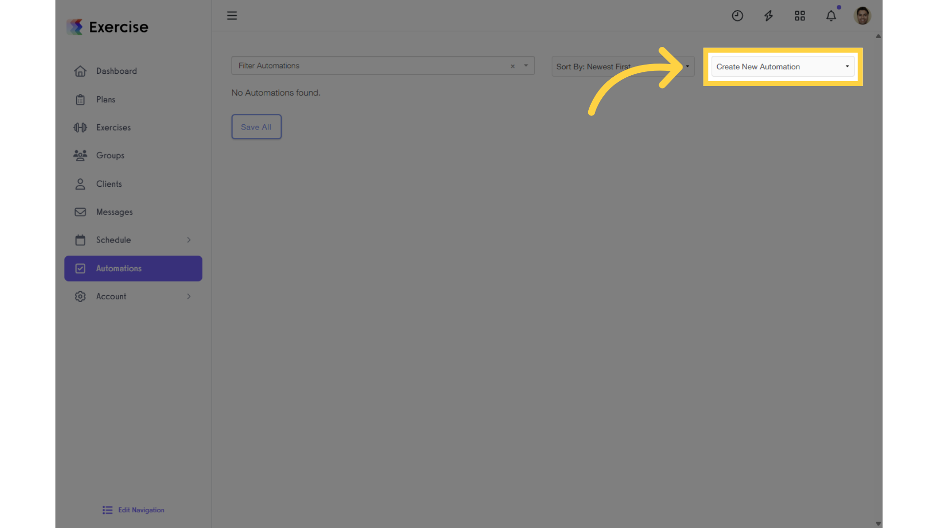 Click on the âCreate New Automationâ drop-down list.