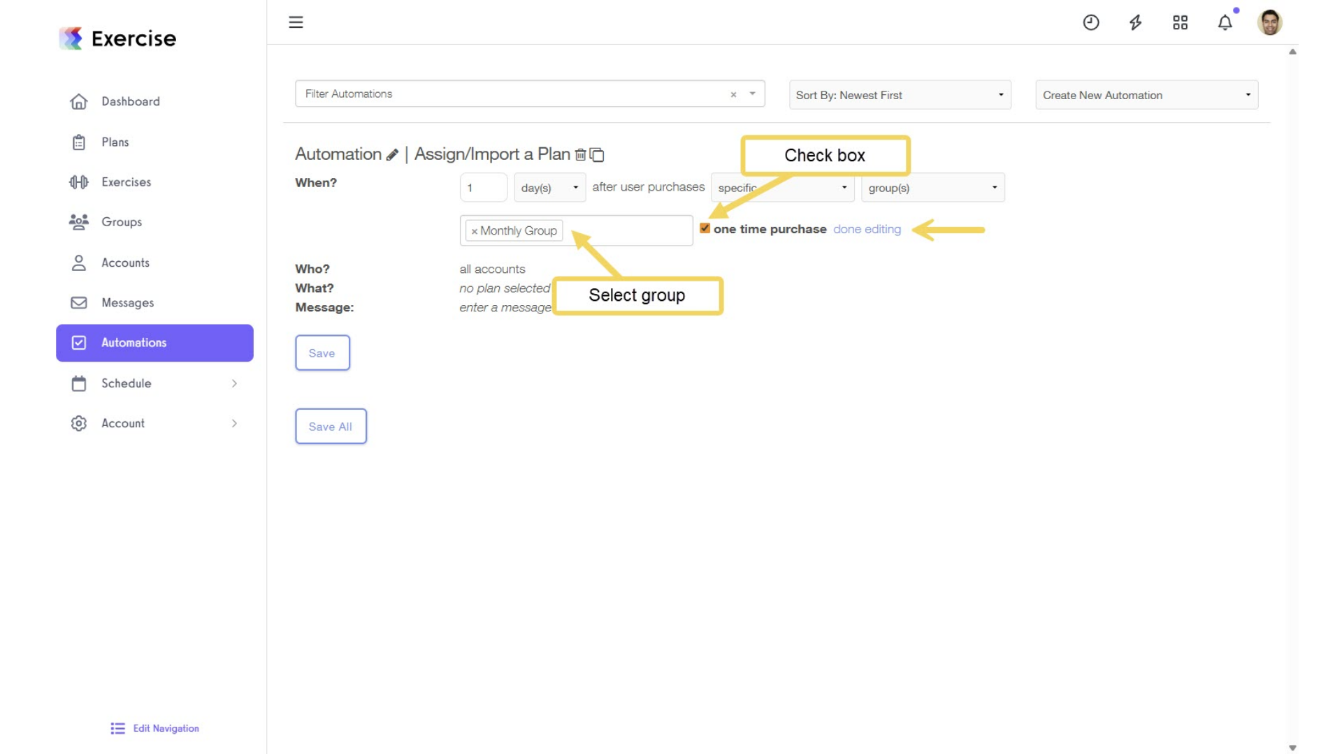 Purchased Specific Automations.