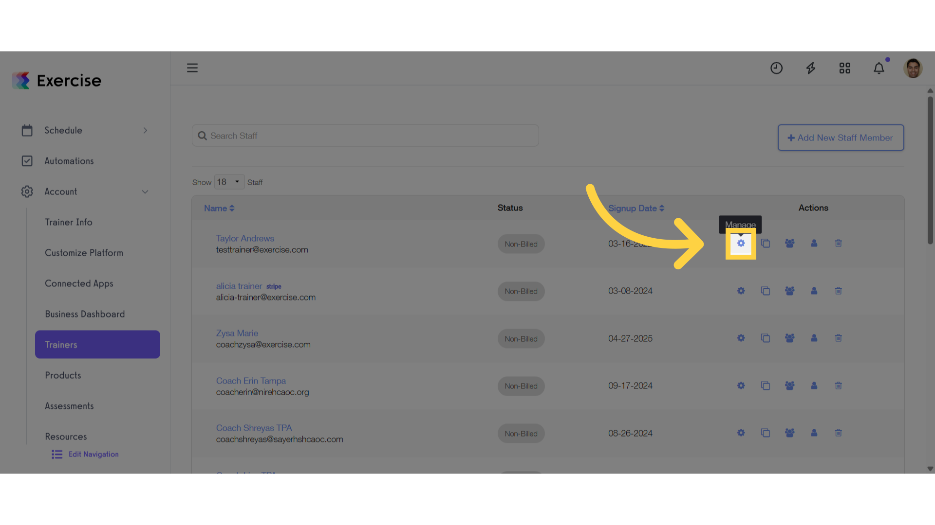 Staff Member Settings