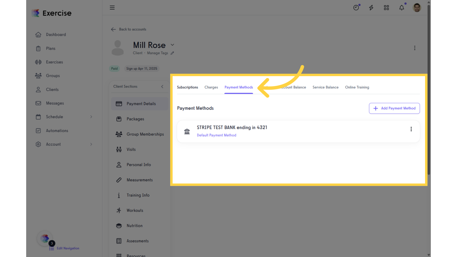 Click 'Payment Methods' tab.