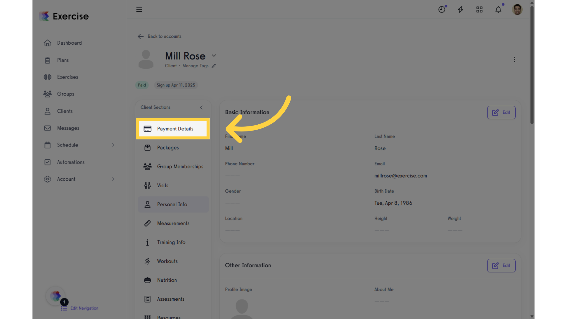Click 'Payment Details.'