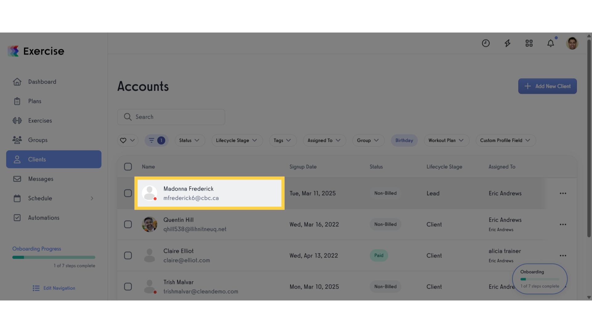 Select client.