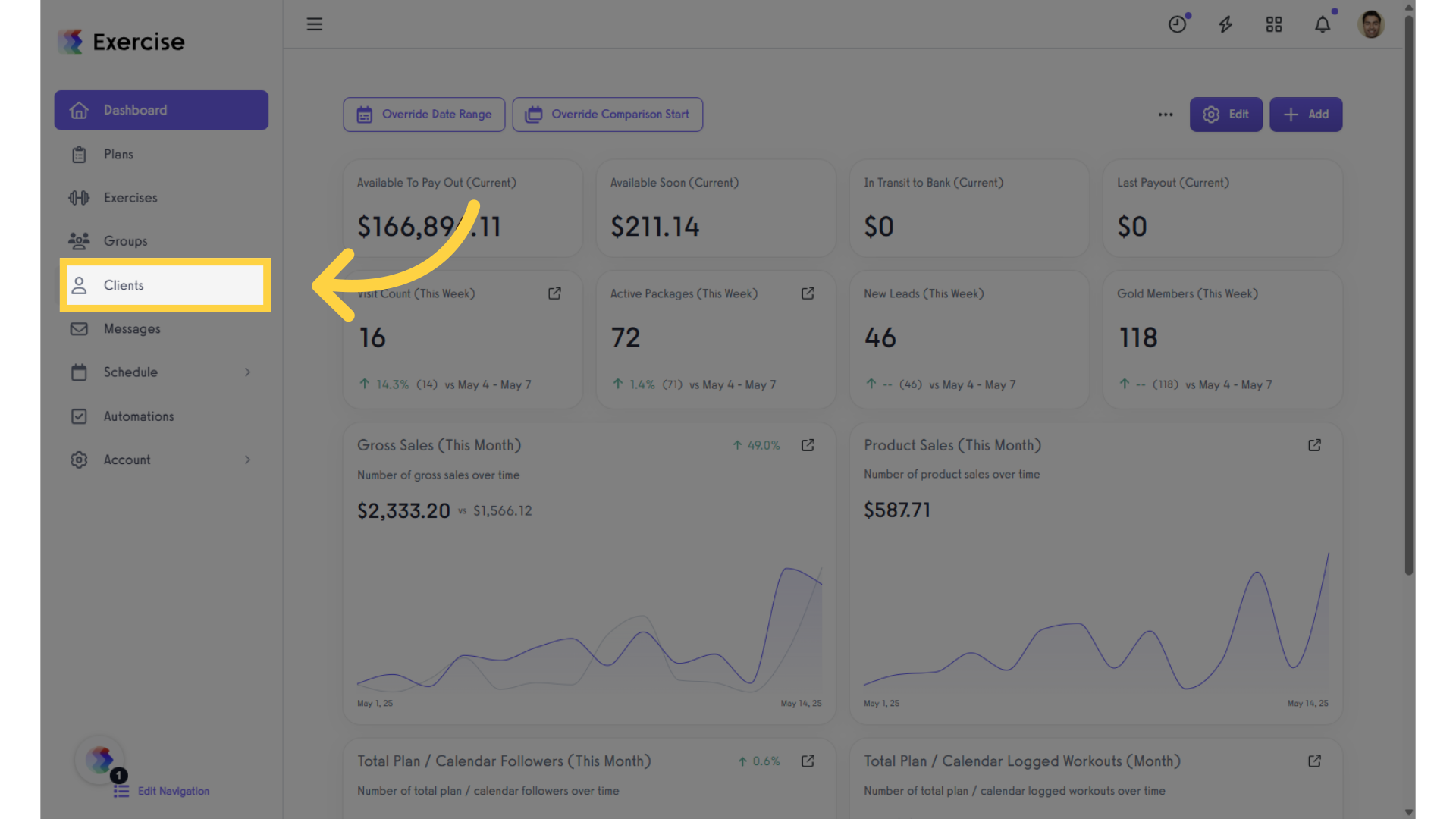 Click on the “Clients” tab on the left side bar.