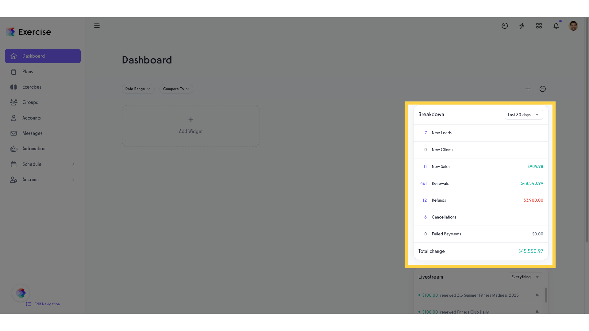 Click 'Dashboard'.