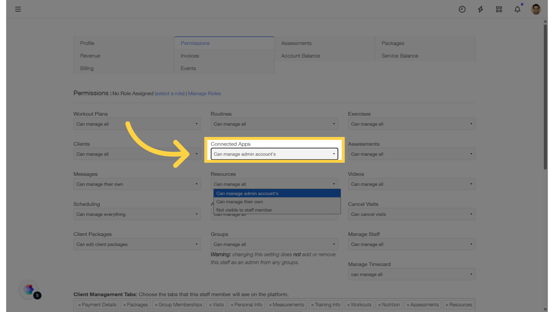 Select “Can manage their own”