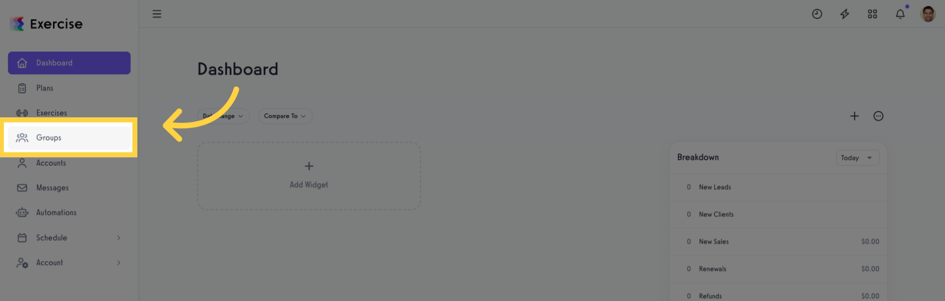 Click 'Groups'