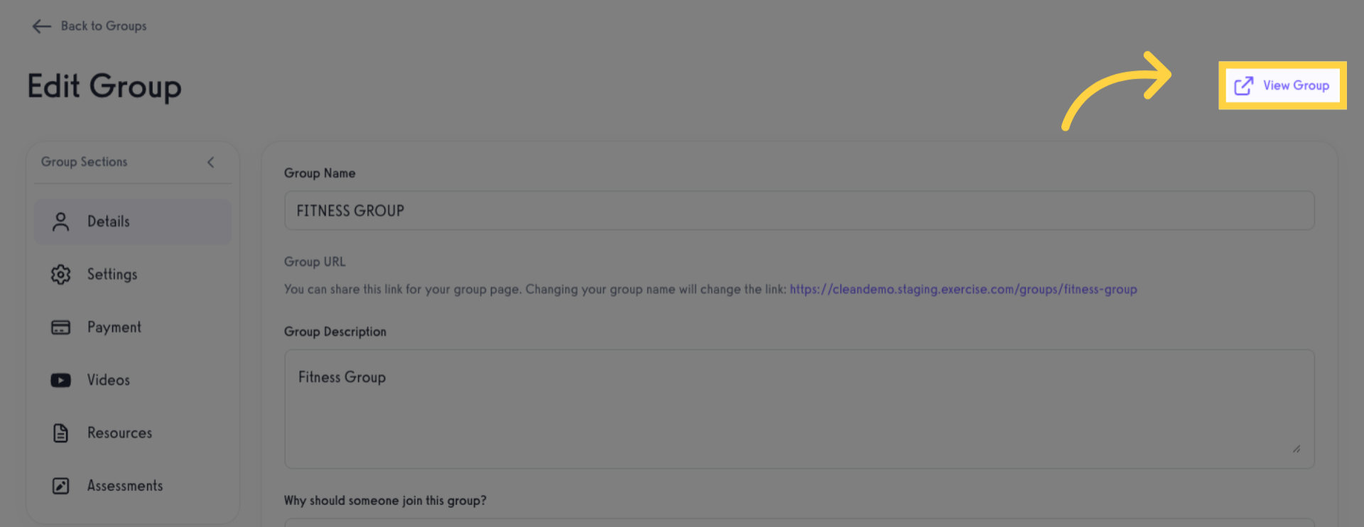Click 'View Group'