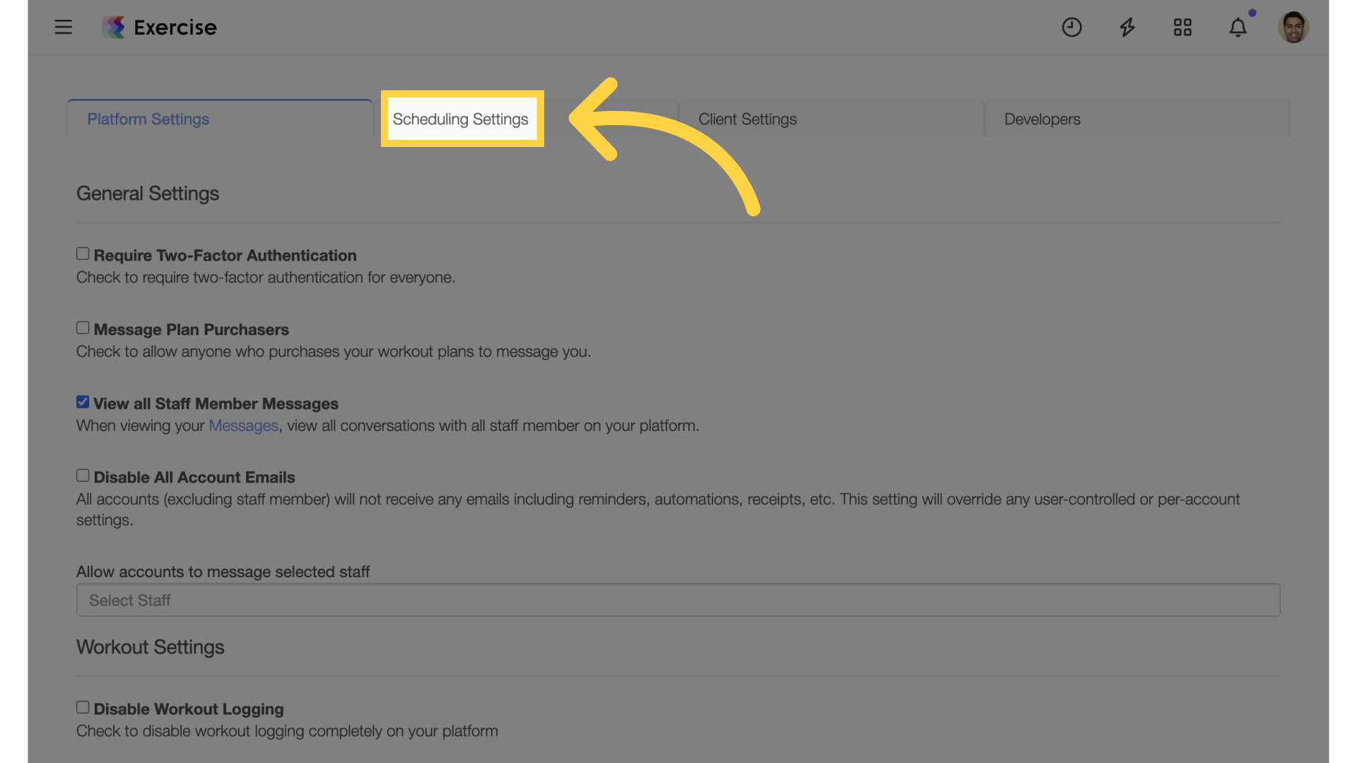 Scheduling Settings