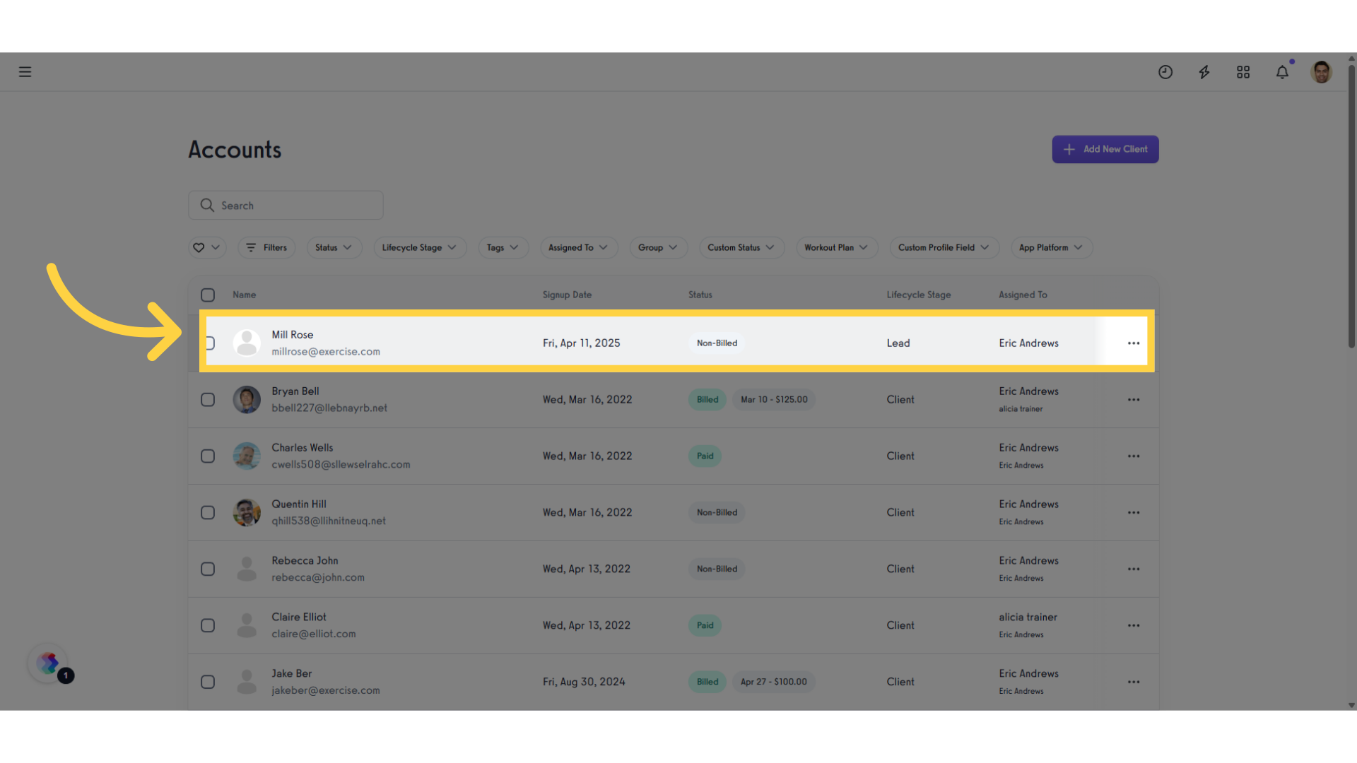 Select a Client