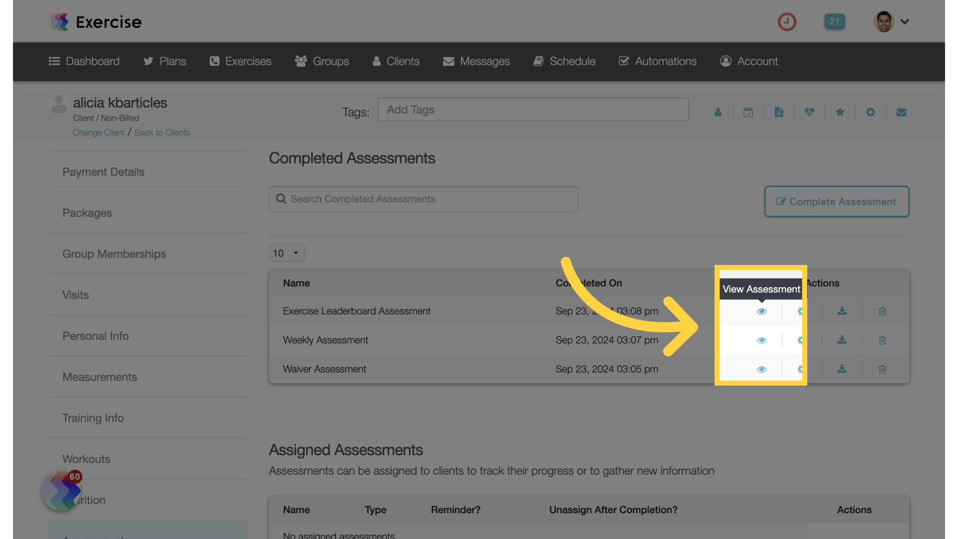 View Completed Assessments