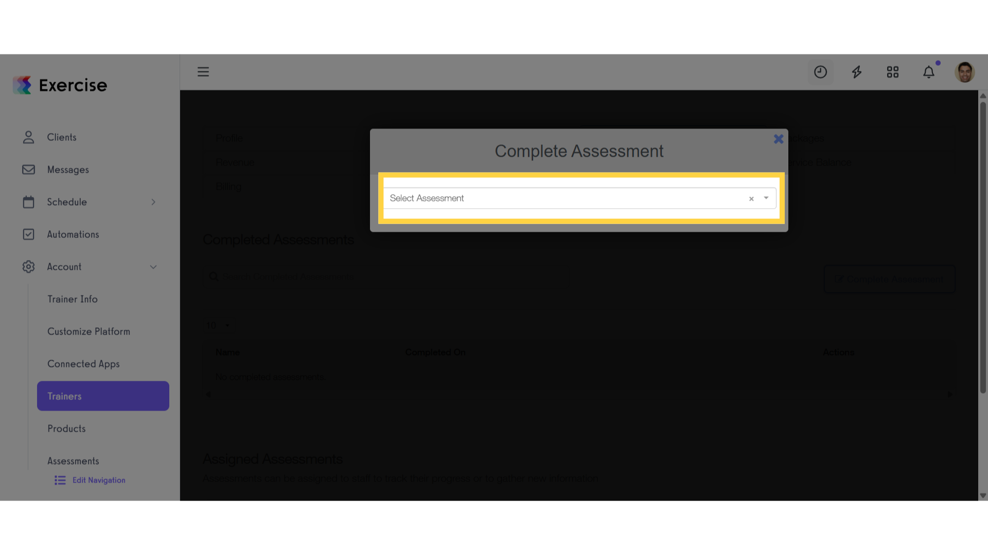 Select an Assessment to Complete