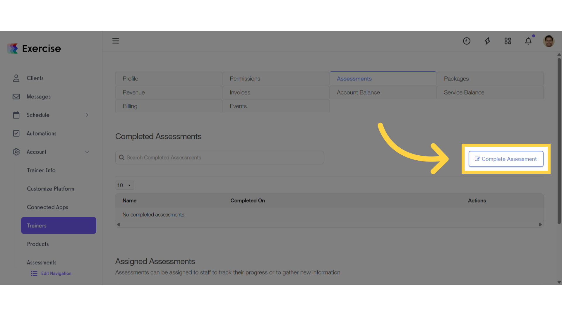 Click 'Complete Assessment'