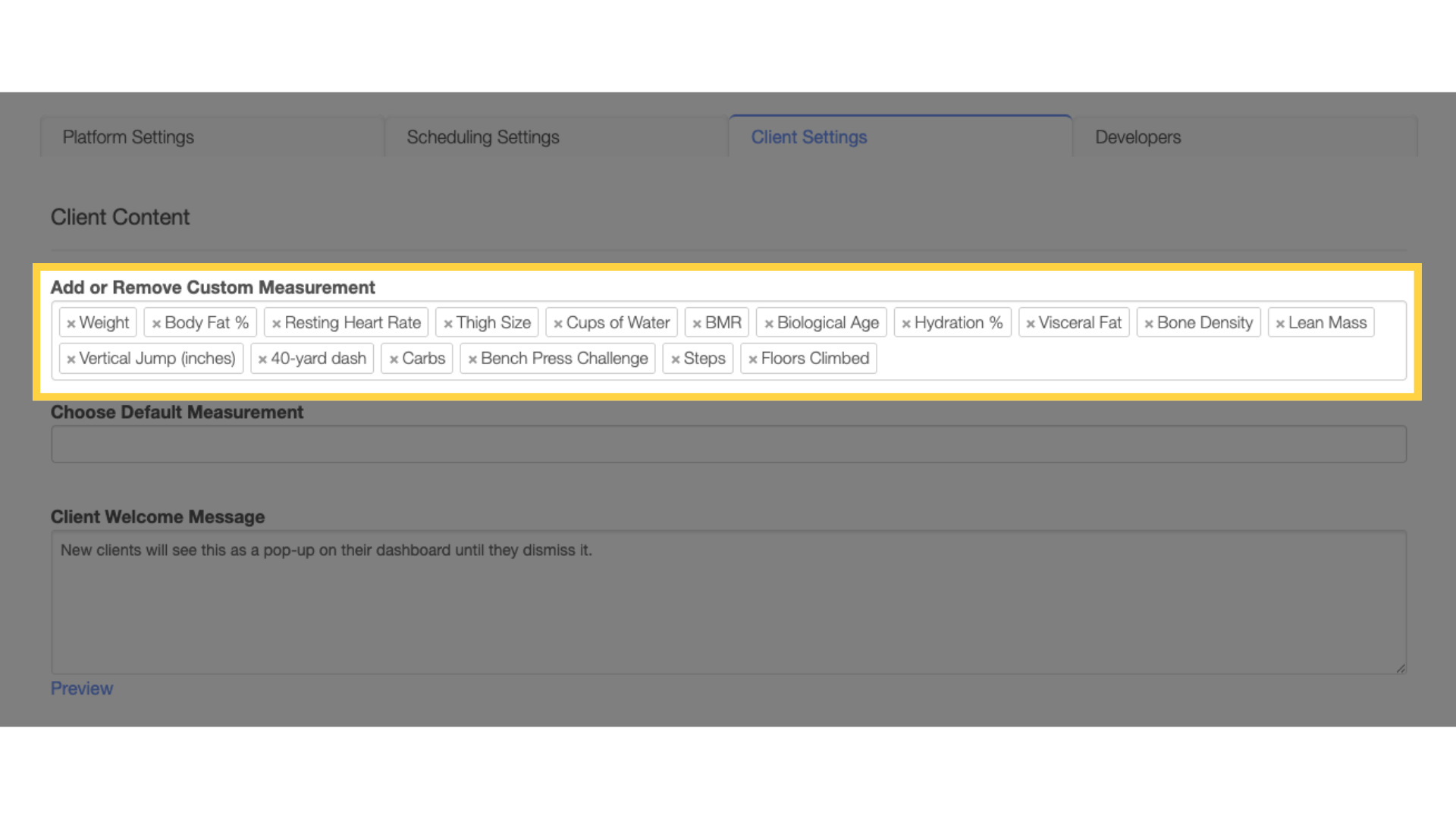 Add/Remove fields under the “Add or Remove Custom Measurement” heading.