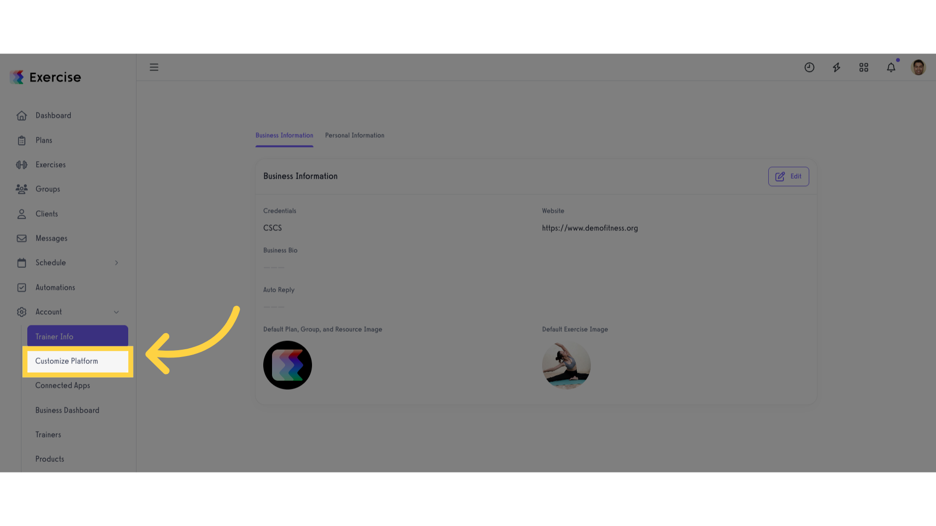 Click 'Customize Platform'.