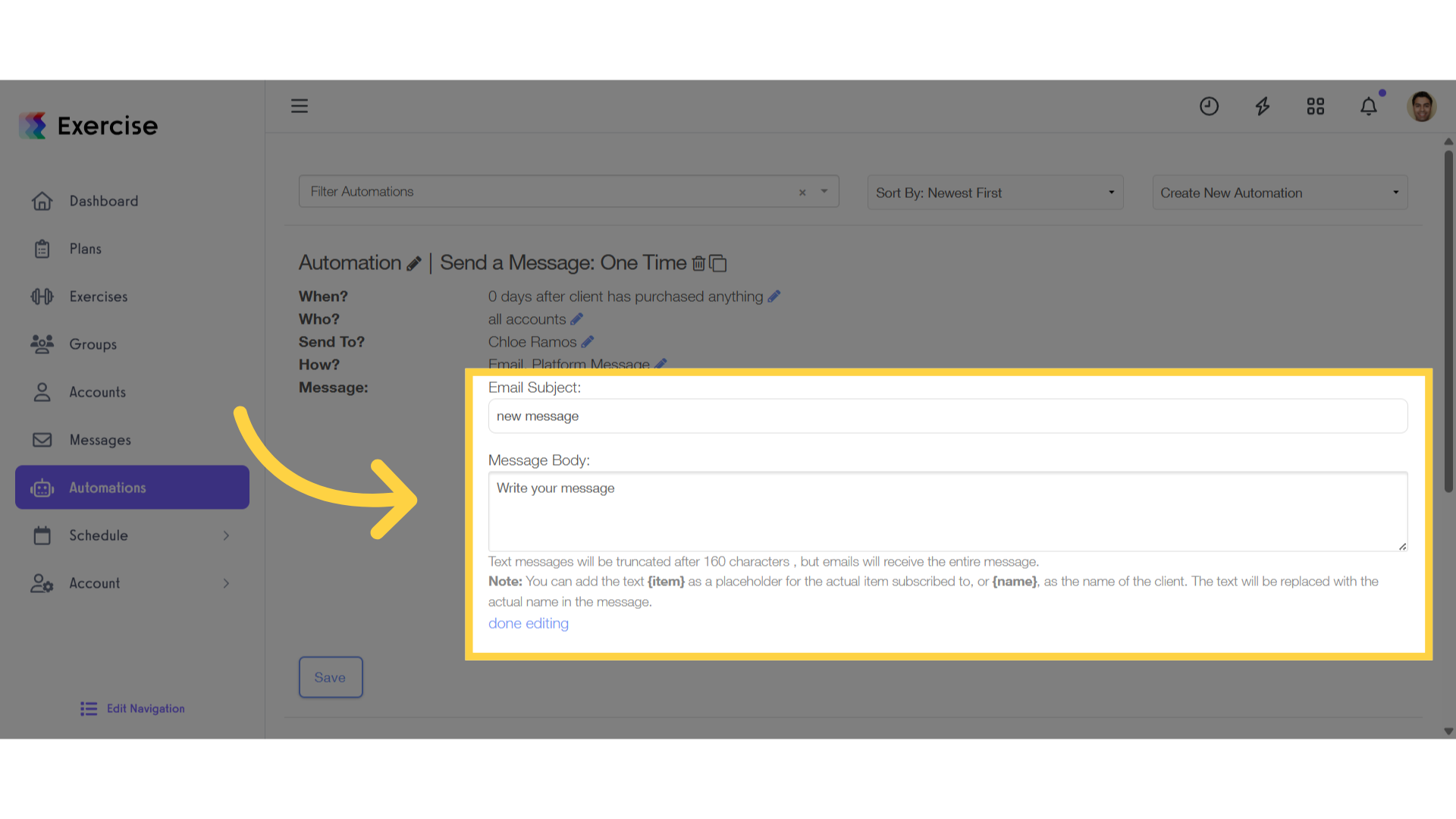 Custom Message