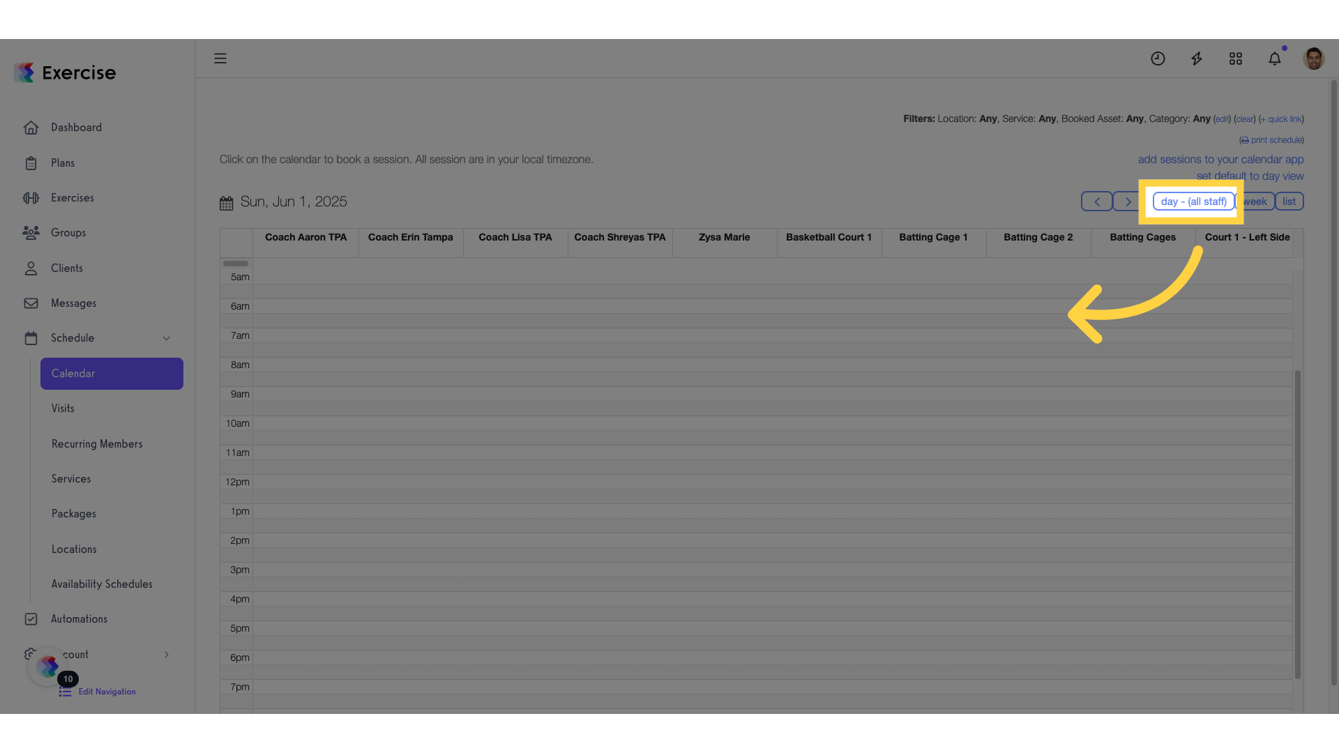Option 2 Step 1: Click the day view.