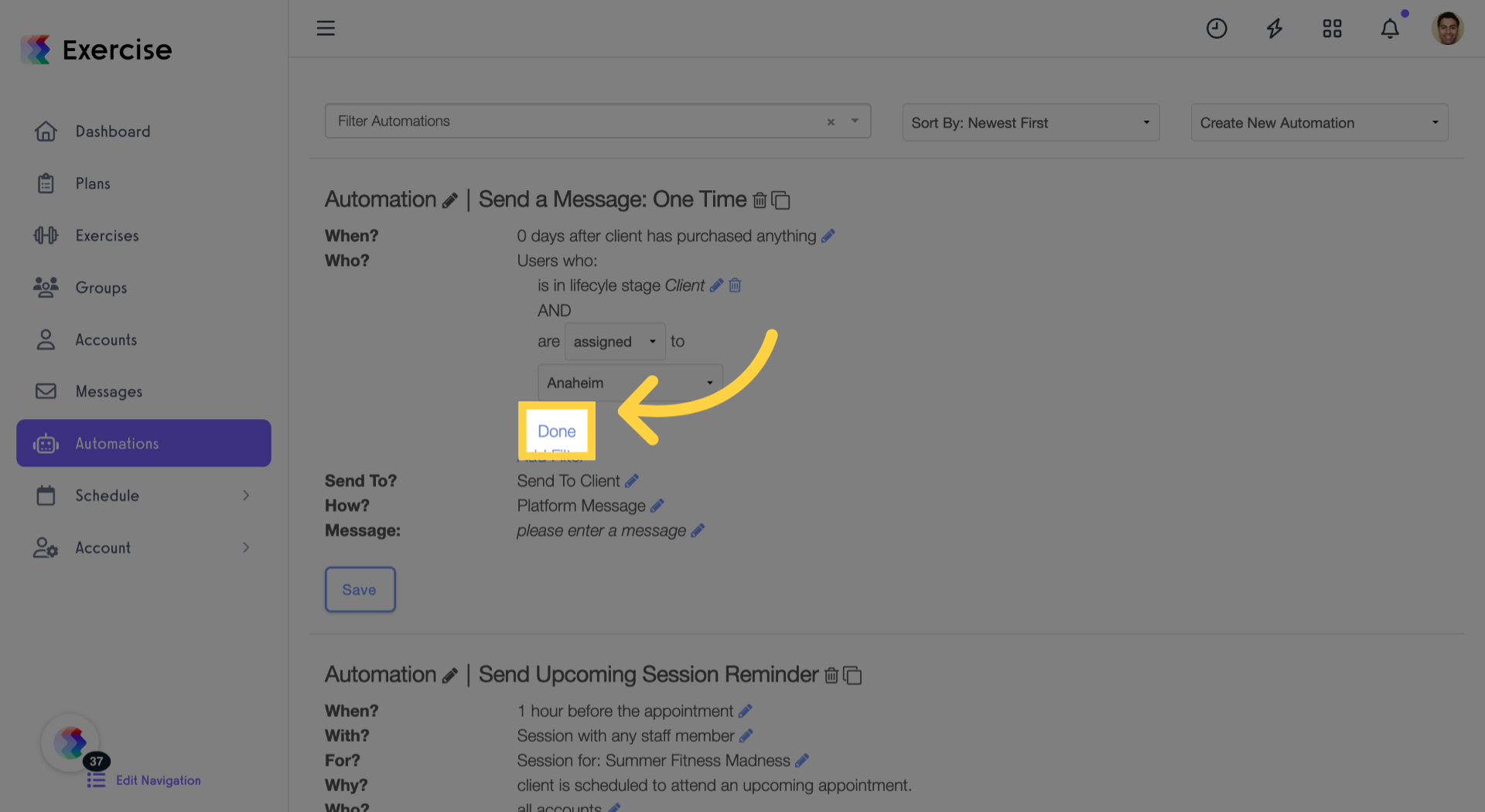 Click 'Done' to finalize configuration