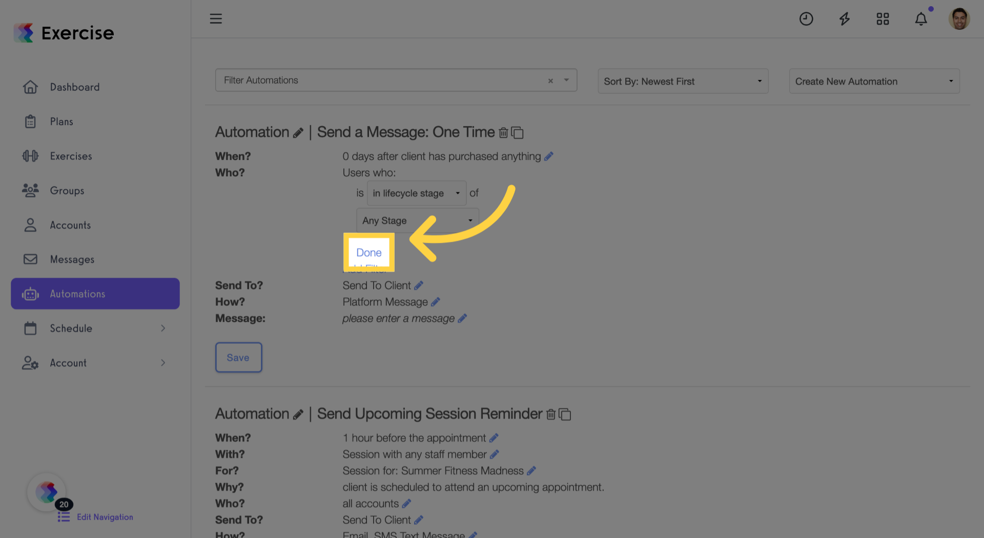 Click 'Done' in filter modal