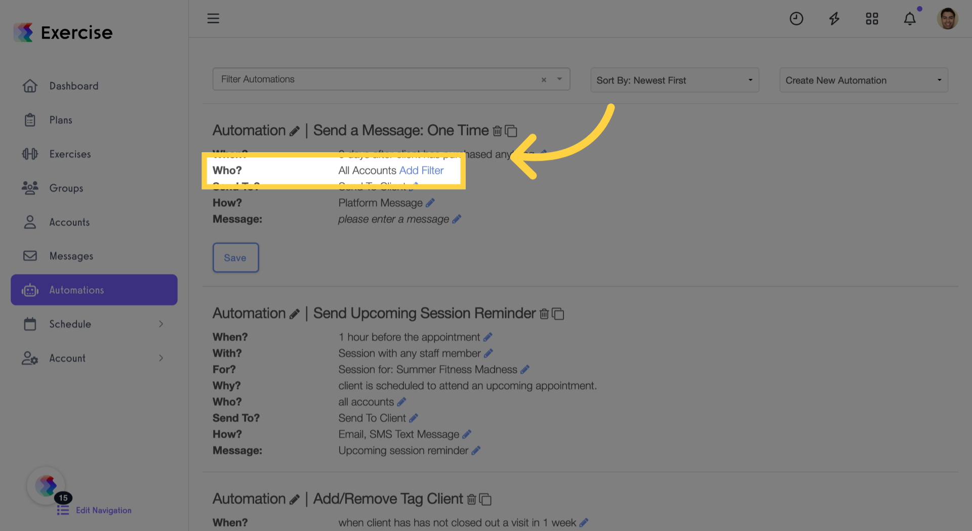 Click 'Add Filter' button