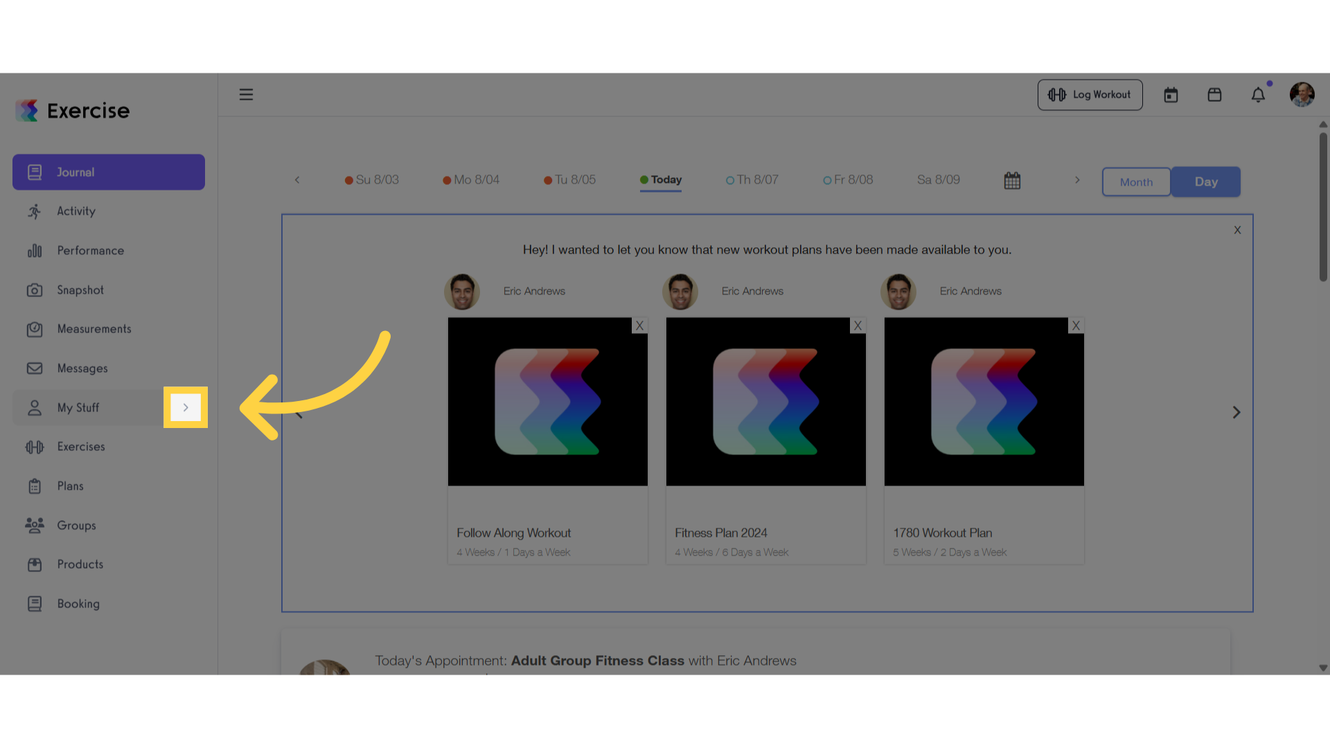 Click the arrow menu