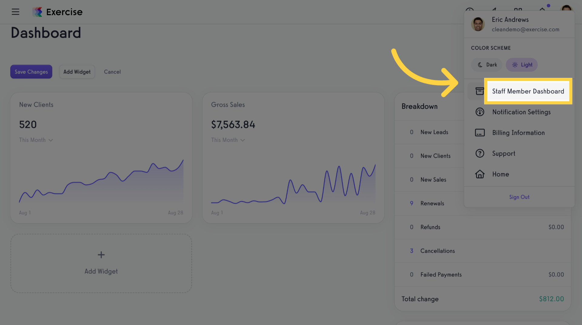 Staff Member Dashboard
