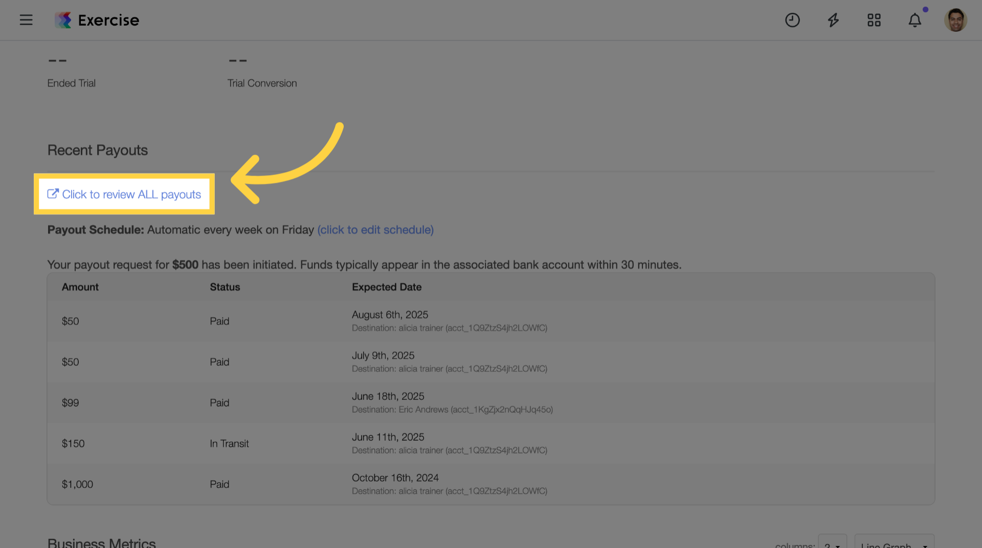 Review All Payouts