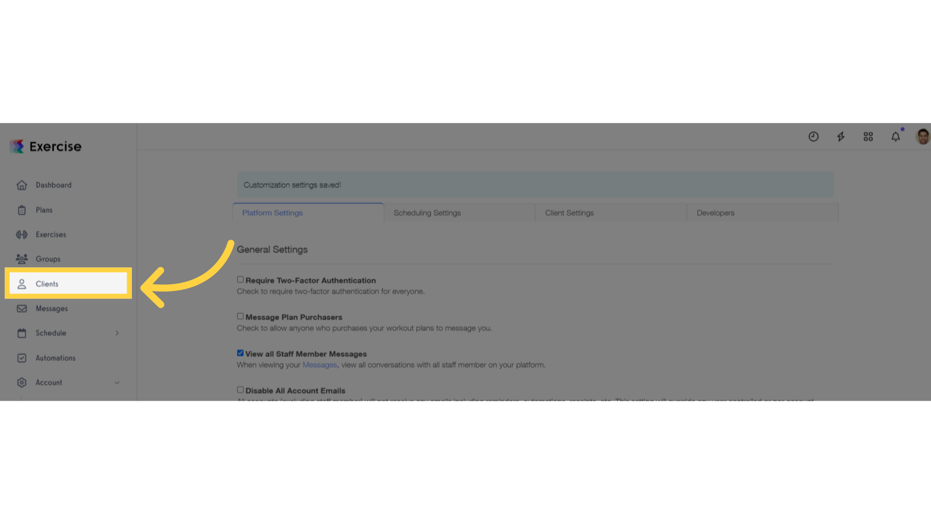 Click 'Clients'.