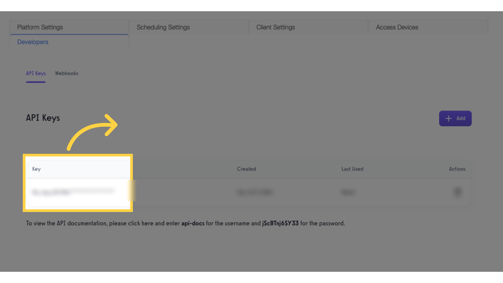 Highlight your new API key and copy it