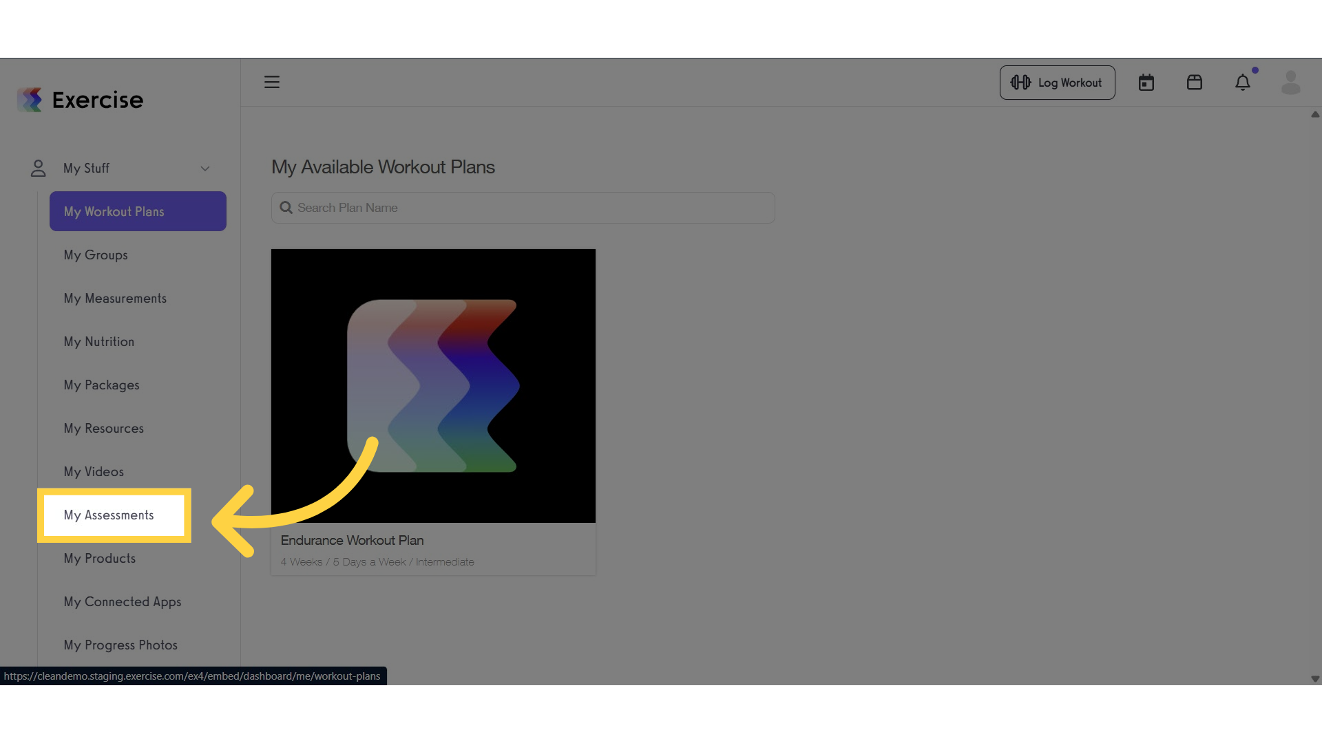  Click on the “Assessments” tab on the left side bar.