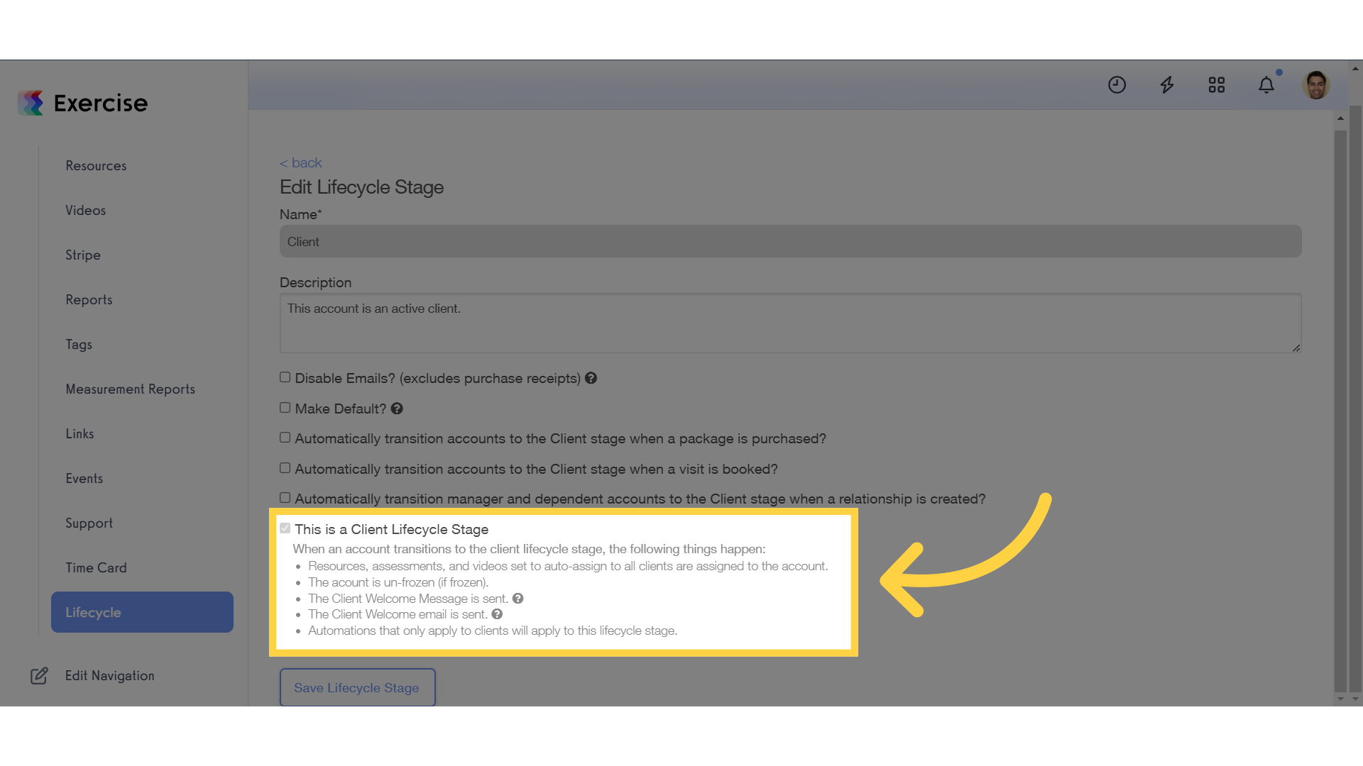 Client Lifecycle Stage