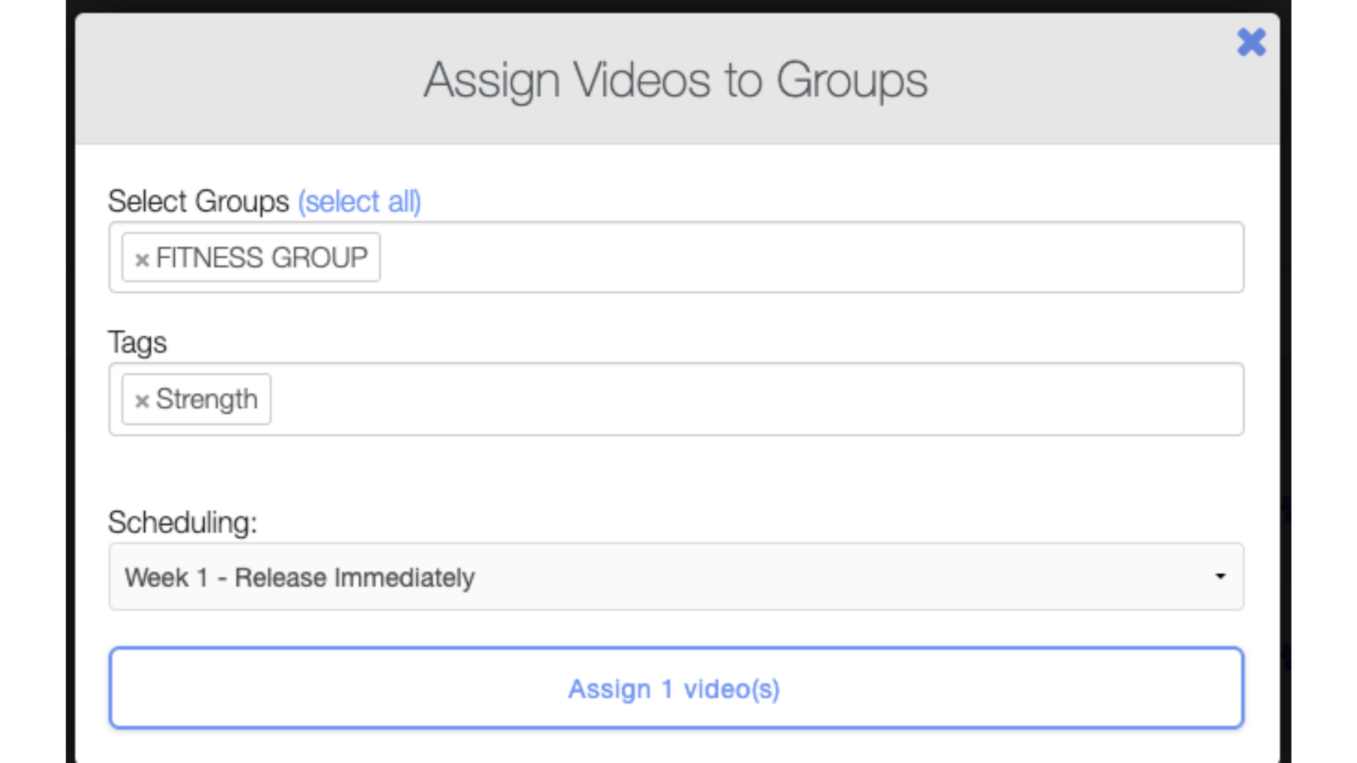 Option 2 Step 3: Select what groups or tags to assign the video to and select when to assign the video.