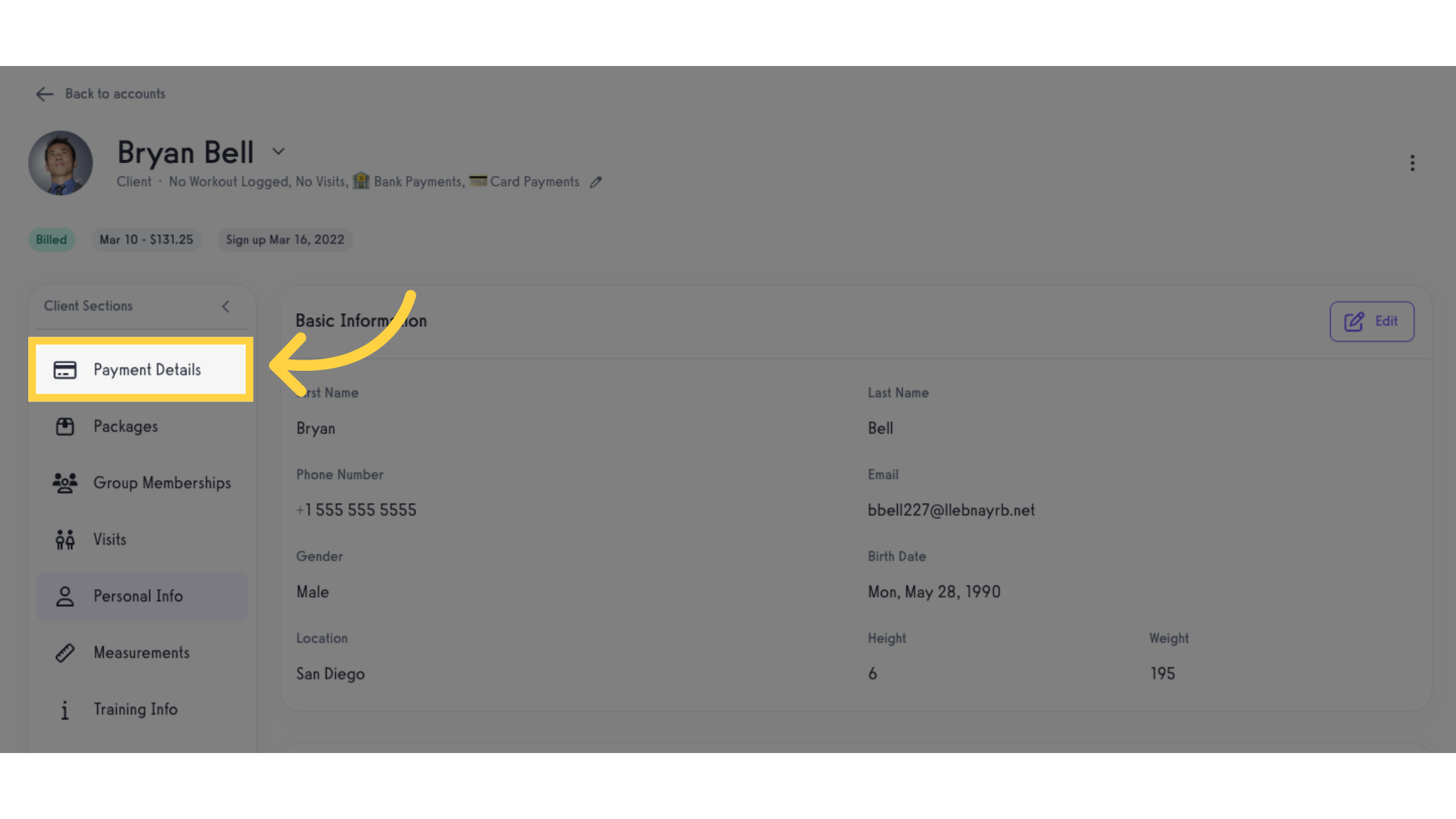 Option 2 Step 3: Click 'Payment Details'.