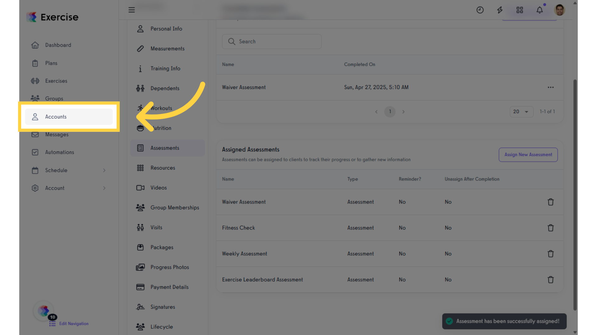 Click 'Accounts'
